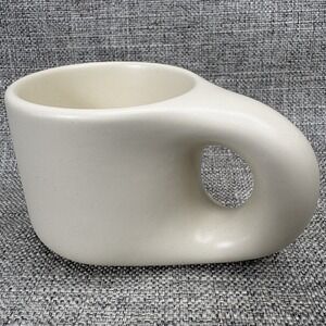 Chubby Chunky Ivory Cream Ceramic Round Fat Handle Coffee Mug Cup